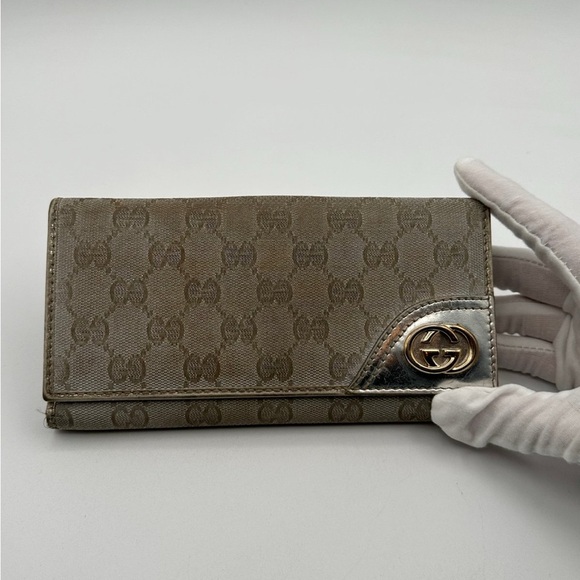 Gucci Wallet GG Canvas and Leather Monogram Britt Continental Long Wallet Gucci - Picture 3 of 17